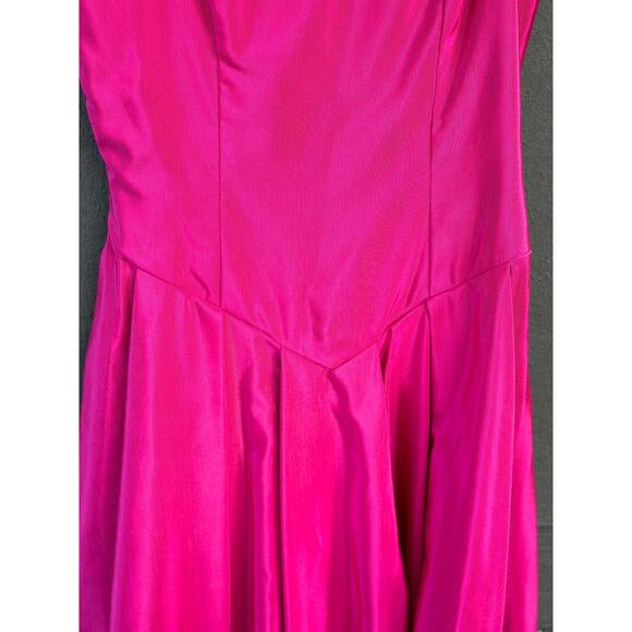 Vtg Fuchsia Off-Shoulder Cupid Bow Midi Length Formal Ball Gown Disney Princess - Picture 5 of 15